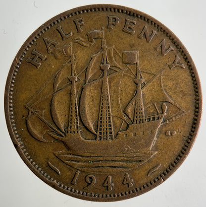 1944 George VI Half-Penny Coin | Collectable Grade