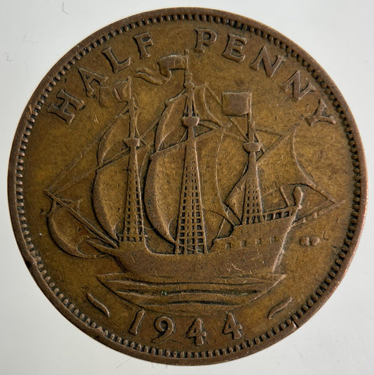 1944 George VI Half-Penny Coin | Collectable Grade
