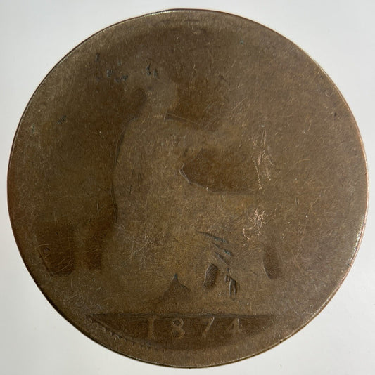 1874 Victoria One Penny Coin | Fair Grade