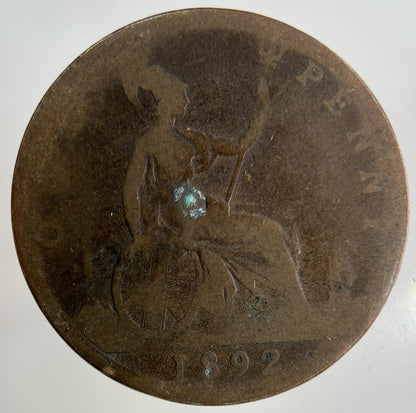 1892 Victoria One Penny Coin | Fair Grade