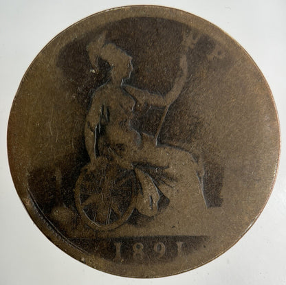 1891 Victoria One Penny Coin | Fair Grade