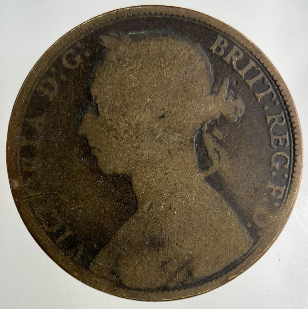 1891 Victoria One Penny Coin | Fair Grade