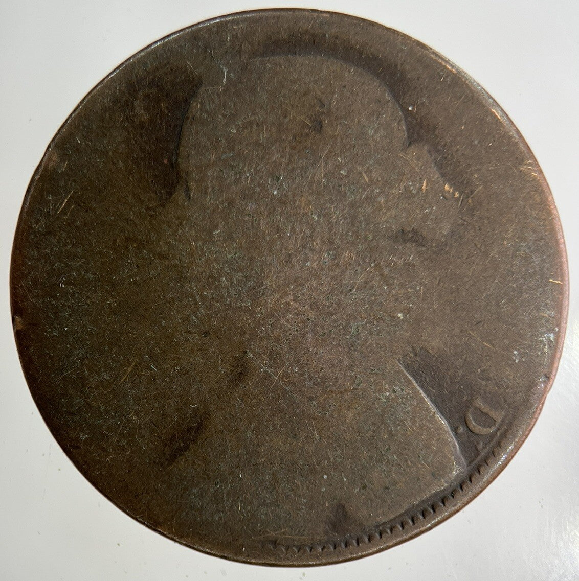 1862 Victoria One Penny Coin | Worn Grade