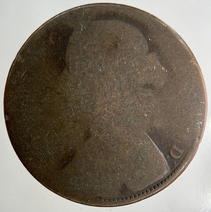1862 Victoria One Penny Coin | Worn Grade