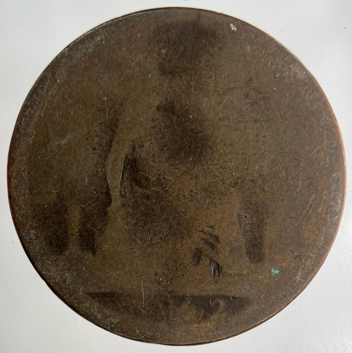 1862 Victoria One Penny Coin | Worn Grade