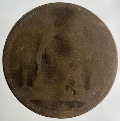 1862 Victoria One Penny Coin | Worn Grade