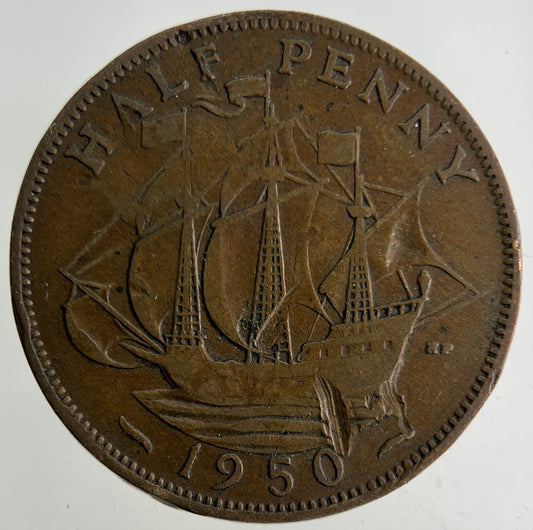 1950 George VI Half-Penny Coin | Fair Grade