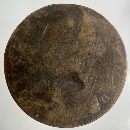 1870 Victoria One Penny Coin | Worn Grade