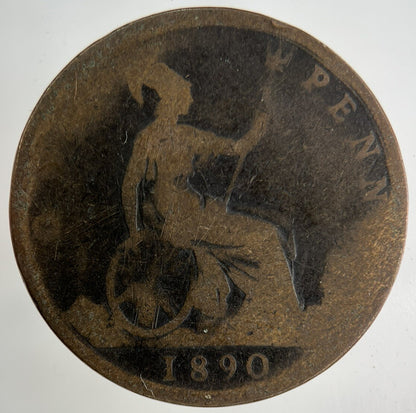 1890 Victoria One Penny Coin | Fair Grade