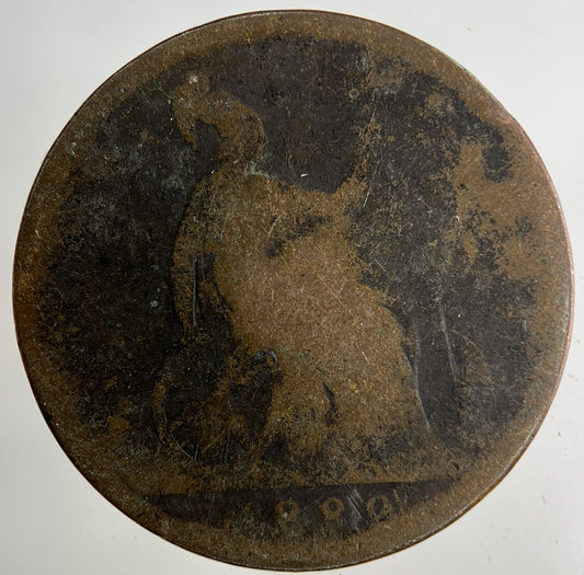 1889 Victoria One Penny Coin | Worn Grade