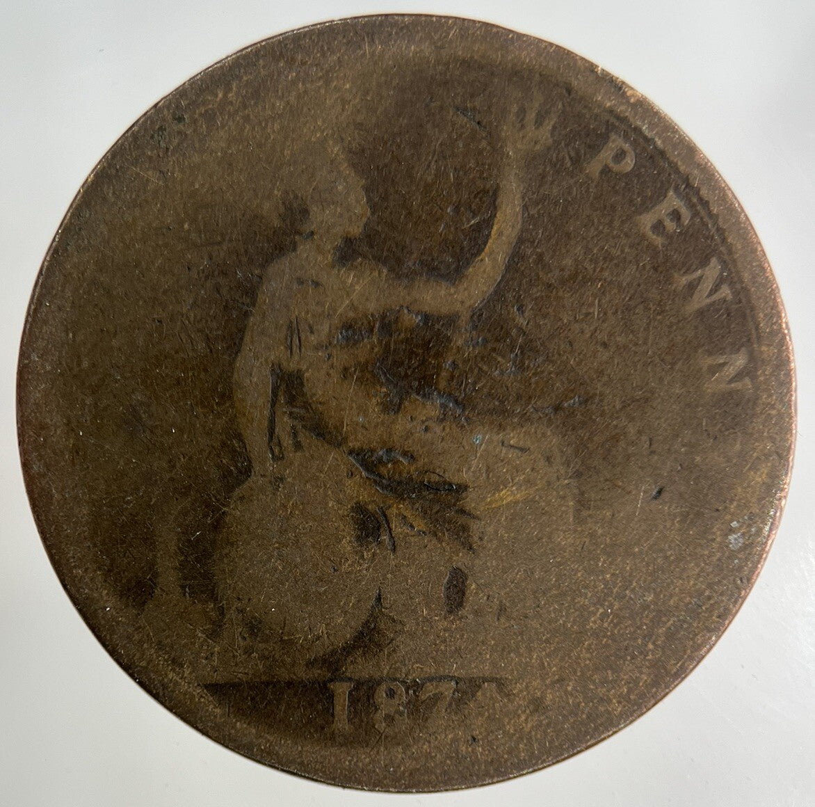 1874 Victoria One Penny Coin | Fair Grade