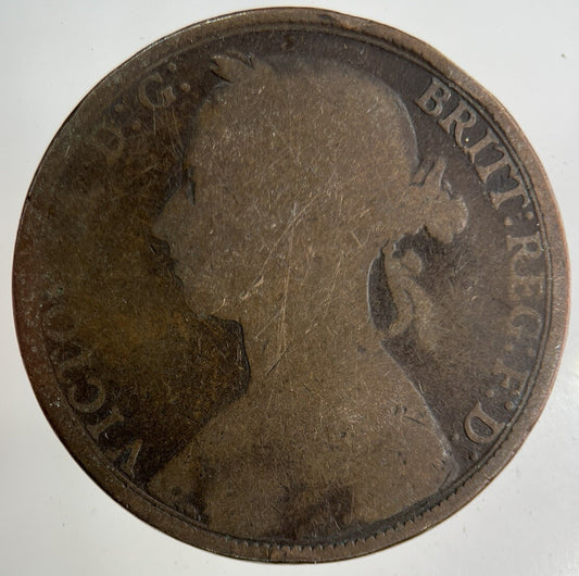 1890 Victoria One Penny Coin | Fair Grade