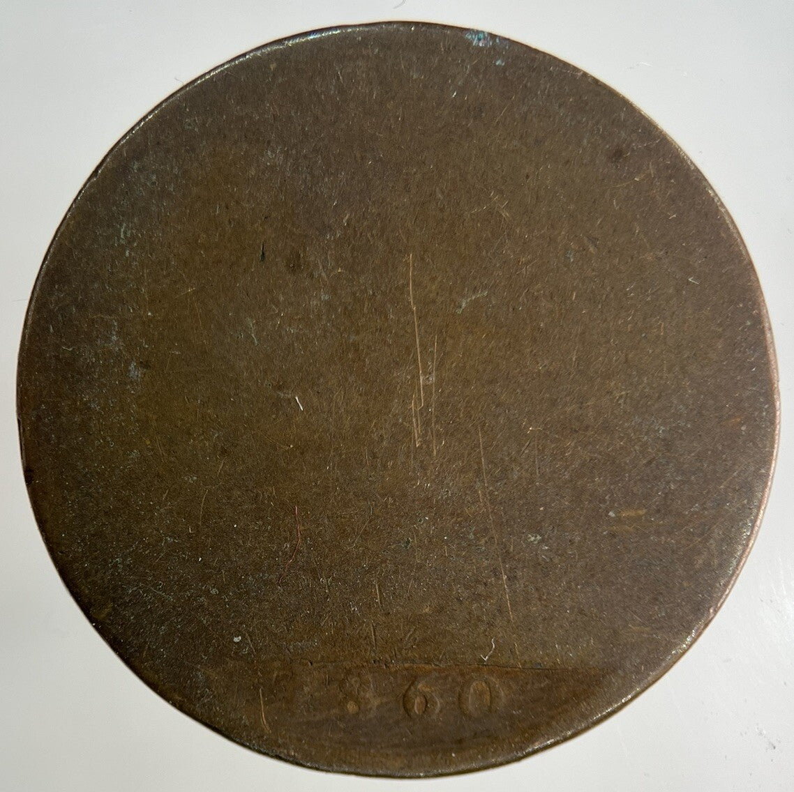 1860 Victoria One Penny Coin | Worn Grade