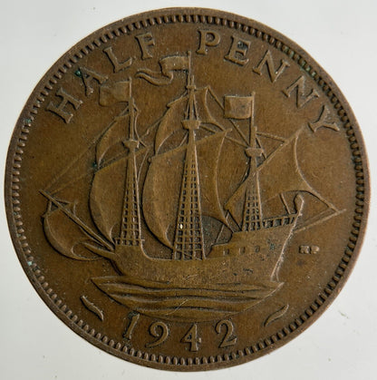 1942 George VI Half-Penny Coin | Collectable Grade