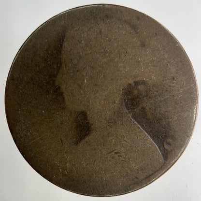 1862 Victoria One Penny Coin | Worn Grade