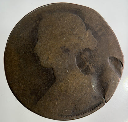 1866 Victoria One Penny Coin | Worn Grade