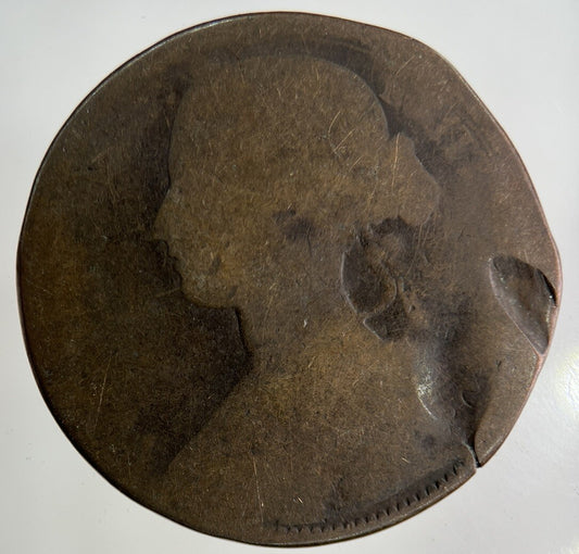 1866 Victoria One Penny Coin | Worn Grade