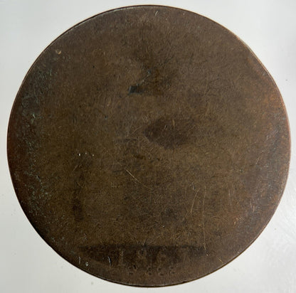 1863 Victoria One Penny Coin | Worn Grade