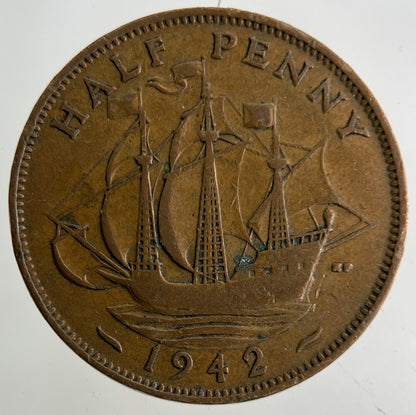 1942 George VI Half-Penny Coin | Collectable Grade