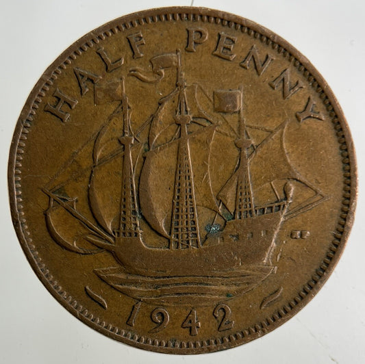 1942 George VI Half-Penny Coin | Collectable Grade