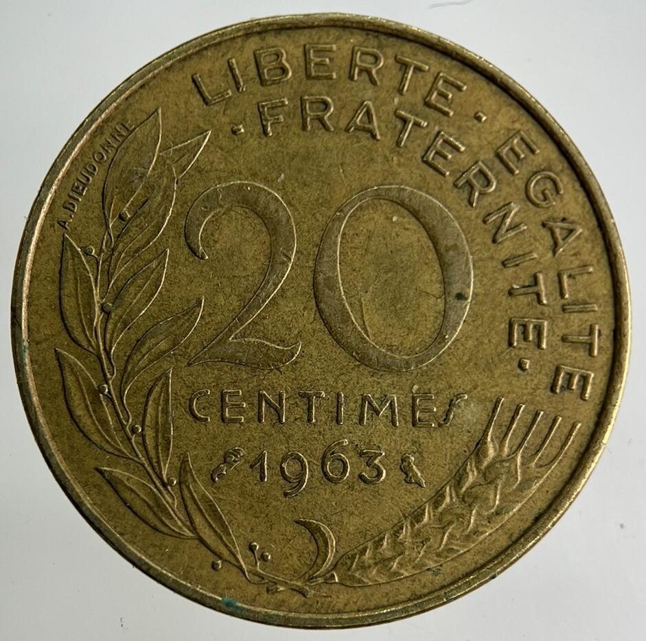 1963 France 20 Centimes Coin | Fine Collectable Grade
