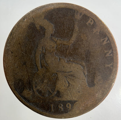 British Victoria One Penny Coin | Worn Grade