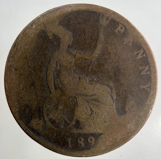 British Victoria One Penny Coin | Worn Grade