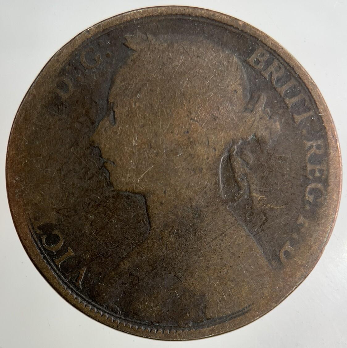 British Victoria One Penny Coin | Worn Grade