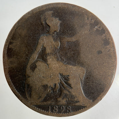 1898 Victoria One Penny Coin | Fair Grade