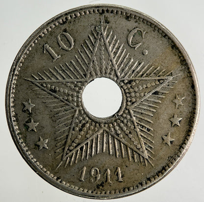 1911 Africa Belgian Congo 10 Centimes Coin | Fine Collectable Grade