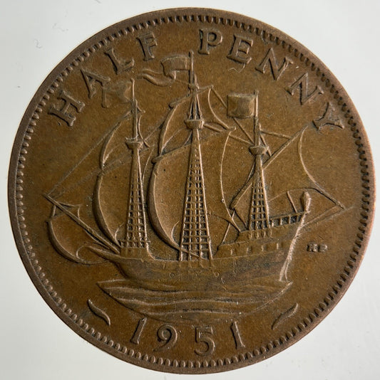 1951 George VI Half-Penny Coin | Collectable Grade