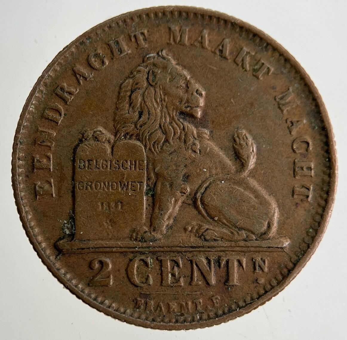 1911 Belgium 2 Centimes Coin | Fine Collectable Grade