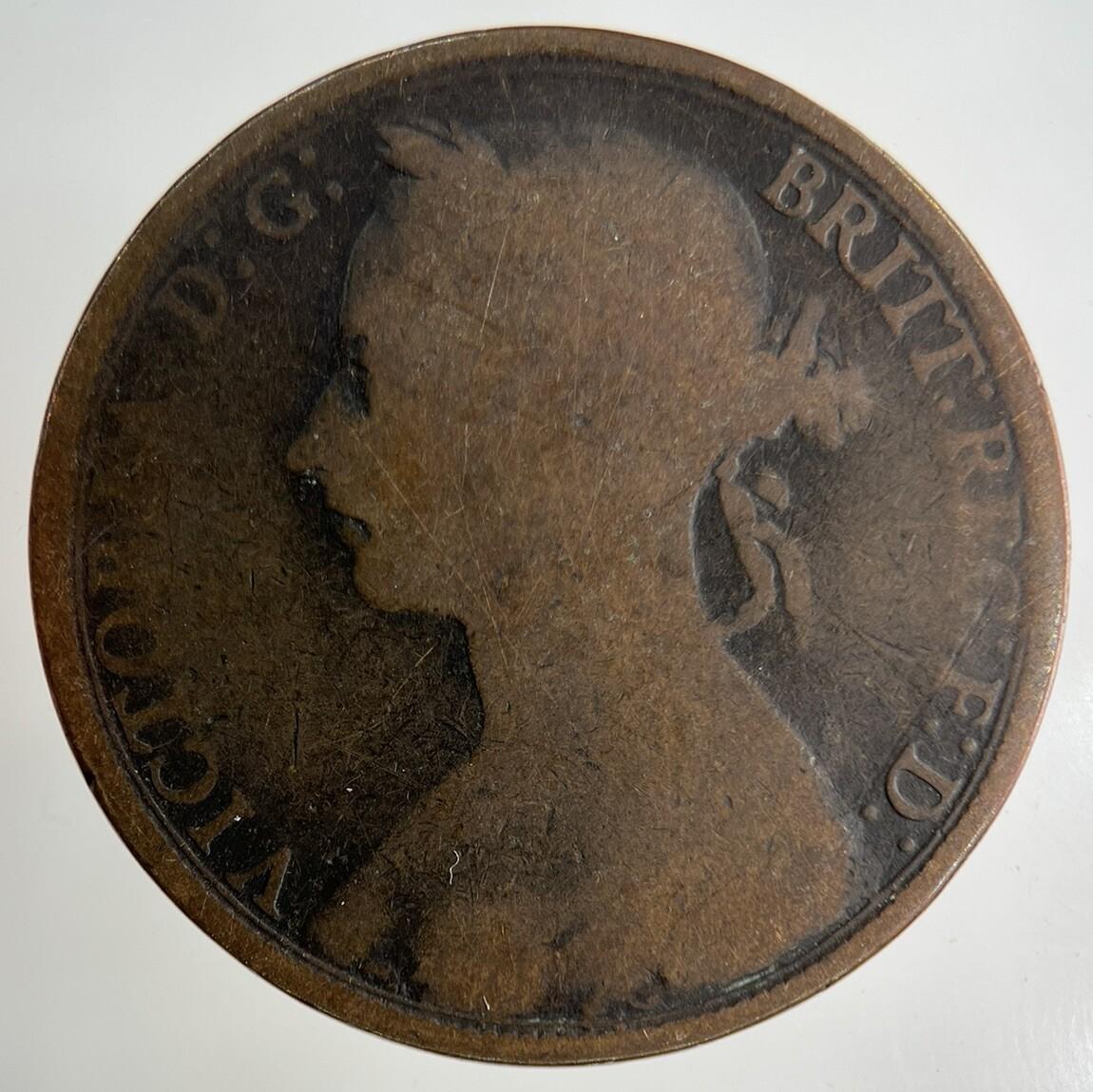 1890 Victoria One Penny Coin | Fair Grade