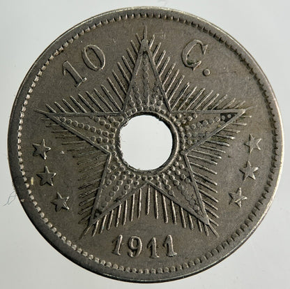 1911 Africa Belgian Congo 10 Centimes Coin | Fine Collectable Grade