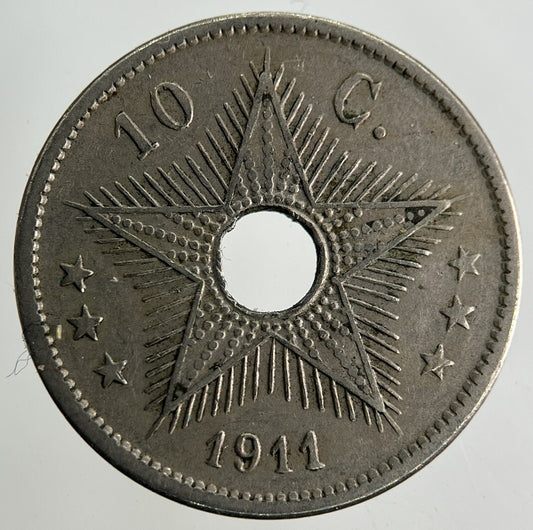 1911 Africa Belgian Congo 10 Centimes Coin | Fine Collectable Grade
