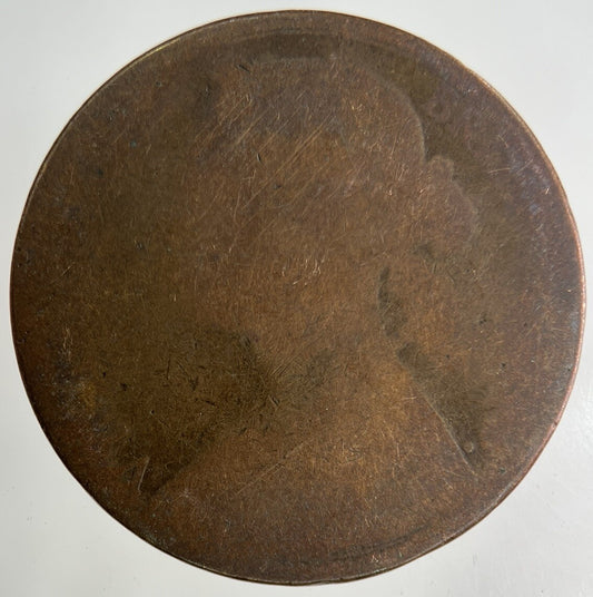 1878 Victoria One Penny Coin | Worn Grade