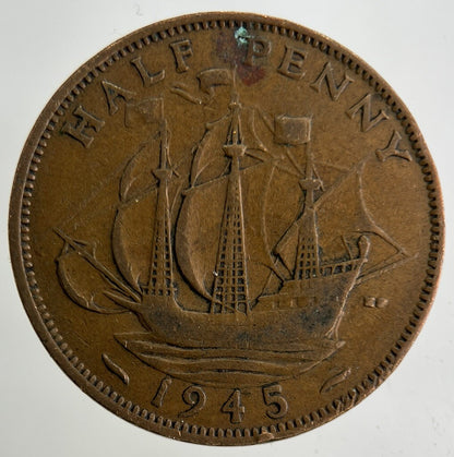 1945 George VI Half-Penny Coin | Collectable Grade