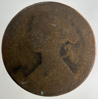 1860 Victoria One Penny Coin | Worn Grade
