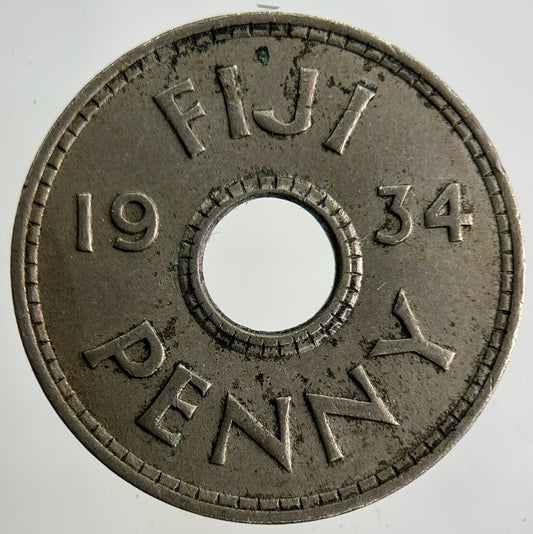 1934 Fiji Penny Coin | Fine Collectable Grade