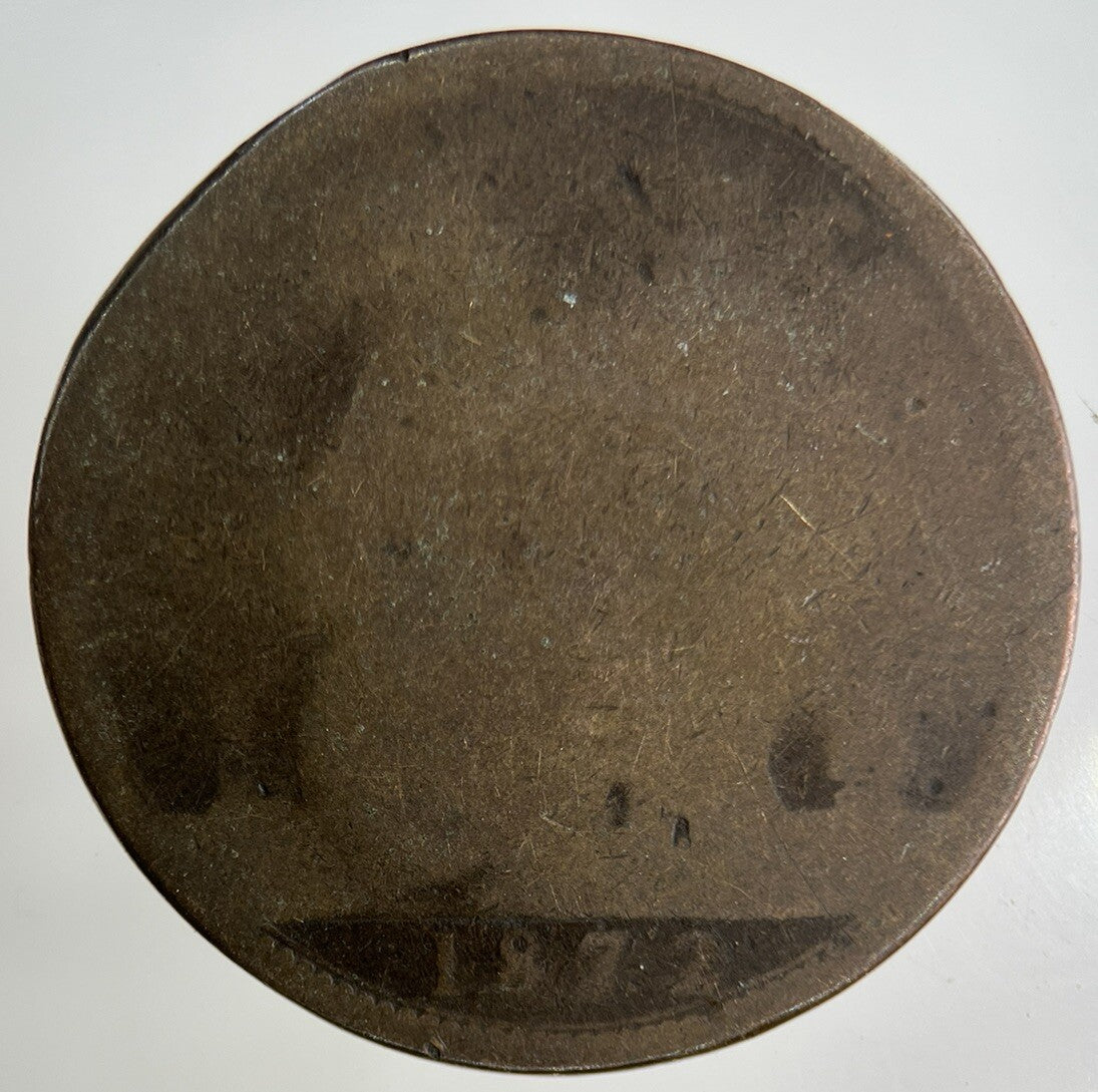 1872 Victoria One Penny Coin | Worn Grade