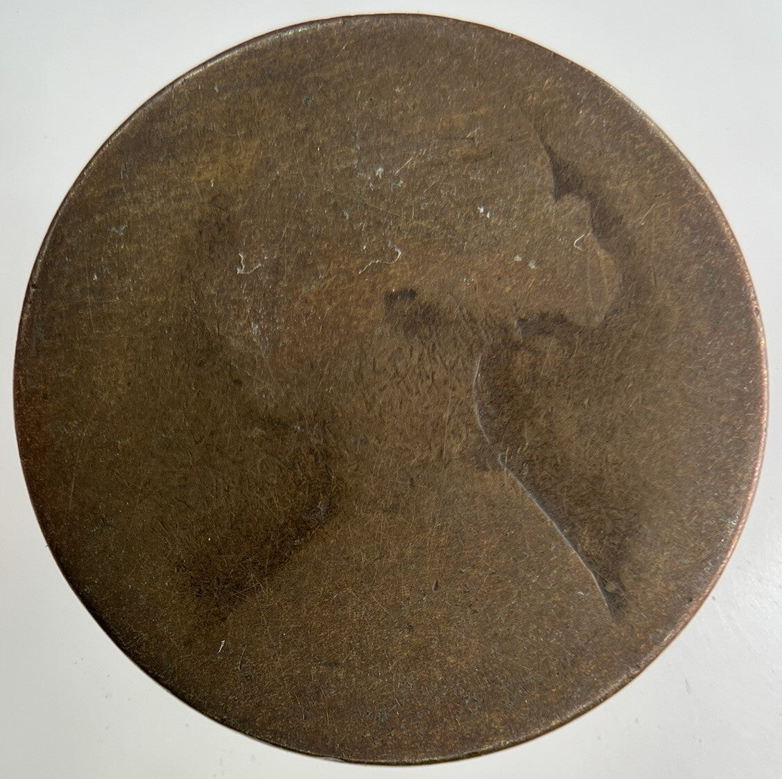 1862 Victoria One Penny Coin | Worn Grade