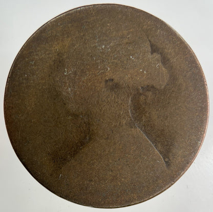 1862 Victoria One Penny Coin | Worn Grade