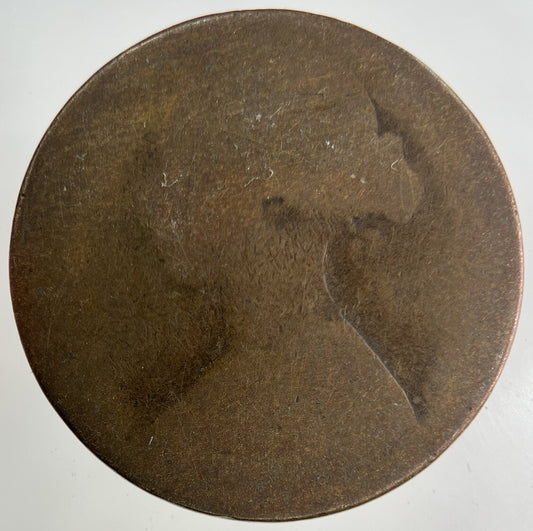 1862 Victoria One Penny Coin | Worn Grade