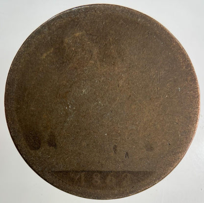 1862 Victoria One Penny Coin | Worn Grade