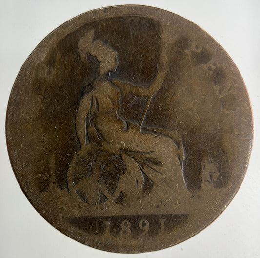 1891 Victoria One Penny Coin | Fair Grade