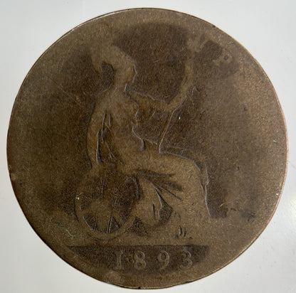 1893 Victoria One Penny Coin | Fair Grade