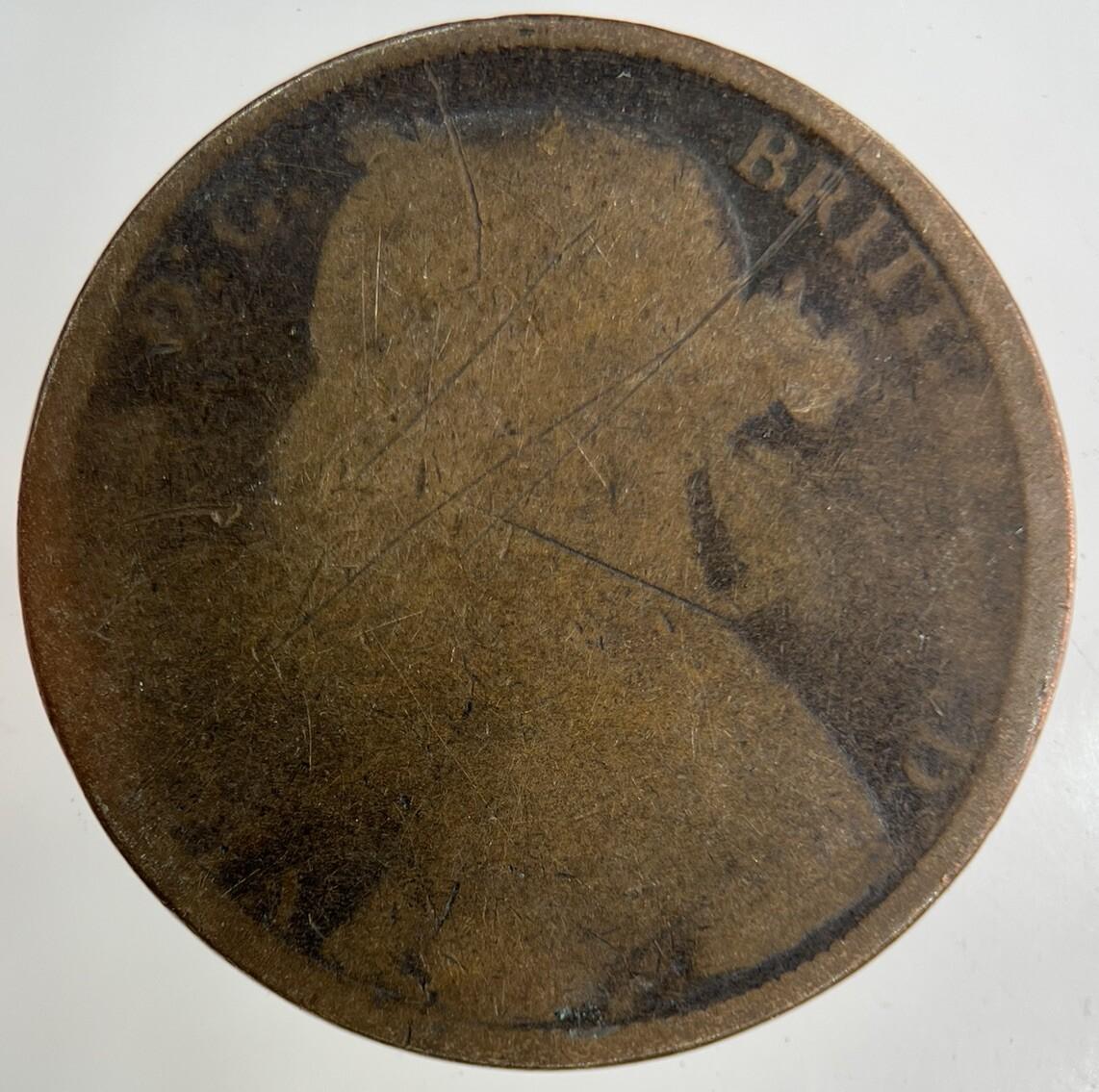 British Victoria One Penny Coin | Worn Grade