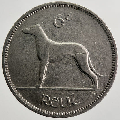 1928 Irish Dog Sixpence Coin | Fine Collectable Grade | a7454