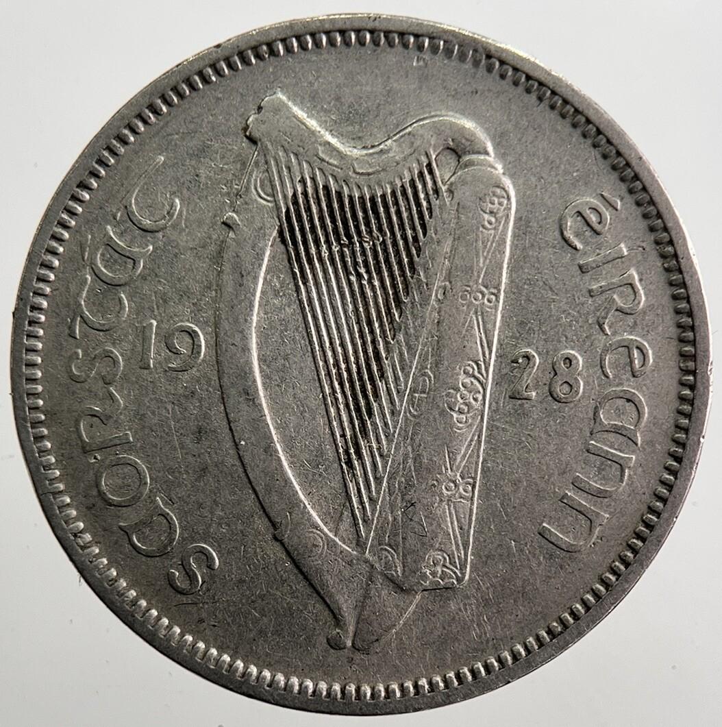 1928 Irish Dog Sixpence Coin | Fine Collectable Grade | a7454
