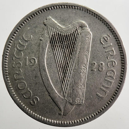 1928 Irish Dog Sixpence Coin | Fine Collectable Grade | a7454